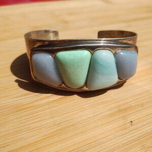 Jay King DTR Multi stone shades of blue cuff bracelet 925 Sterling Silver